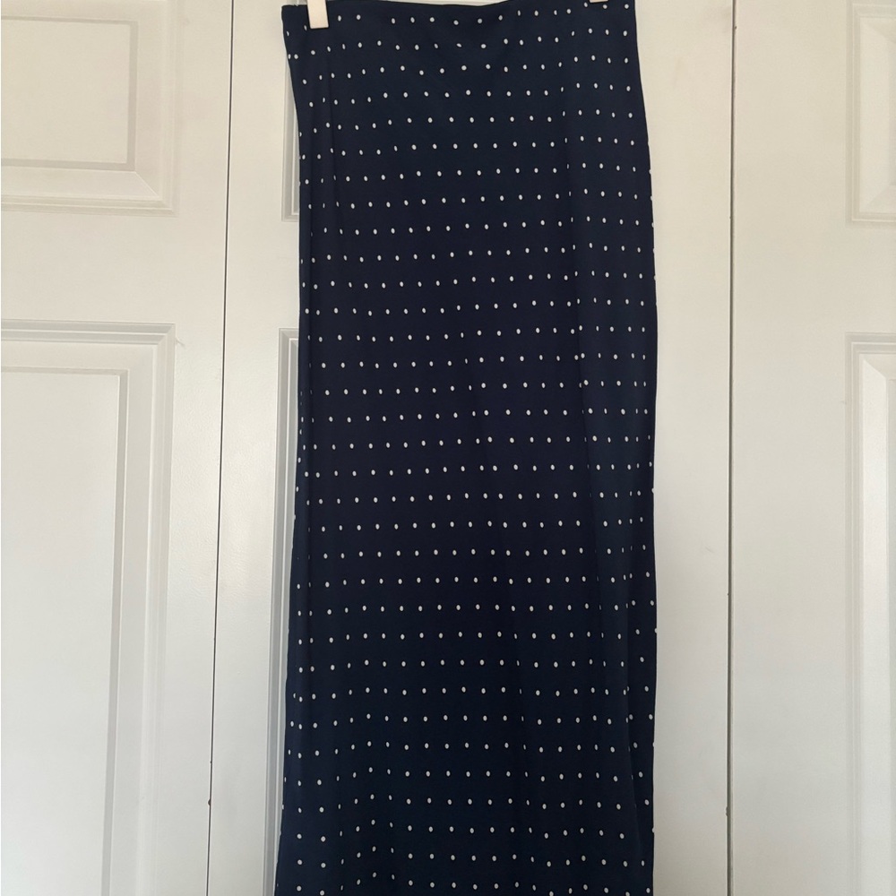 Madewell Dark Blue Midi Skirt with White Dots